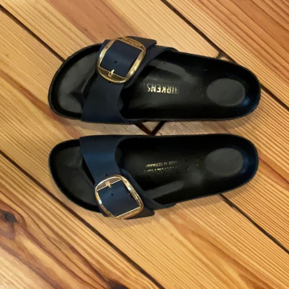 Birkenstock Navy Madrid Big Buckle - Oiled leather